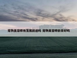 宠物美容师有发展前途吗 宠物美容师前景好吗