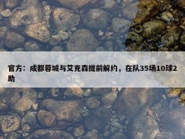 官方：成都蓉城与艾克森提前解约，在队35场10球2助