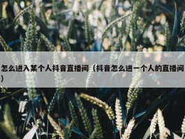 怎么进入某个人抖音直播间（抖音怎么进一个人的直播间）