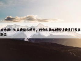 魔术师：如果我是布朗尼，我会和勒布朗说让我先打发展联盟