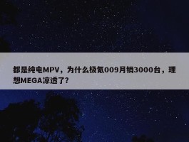 都是纯电MPV，为什么极氪009月销3000台，理想MEGA凉透了？