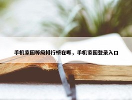 手机家园等级排行榜在哪，手机家园登录入口