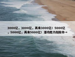 3000亿，3000亿，再来3000亿！5000亿，5000亿，再来5000亿！潘功胜力挺股市→