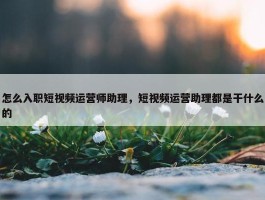 怎么入职短视频运营师助理，短视频运营助理都是干什么的