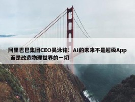 阿里巴巴集团CEO吴泳铭：AI的未来不是超级App 而是改造物理世界的一切