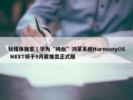 钛媒体独家｜华为“纯血”鸿蒙系统HarmonyOS NEXT将于9月底推出正式版