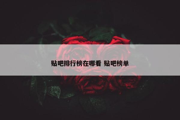 贴吧排行榜在哪看 贴吧榜单