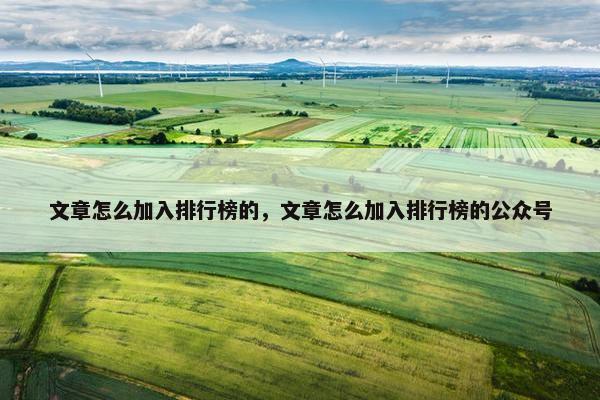 文章怎么加入排行榜的，文章怎么加入排行榜的公众号