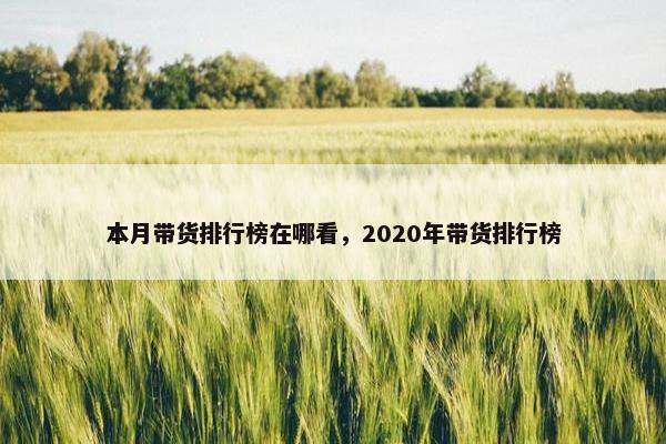 本月带货排行榜在哪看，2020年带货排行榜