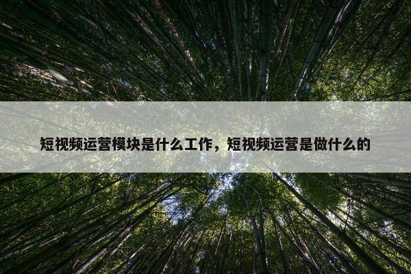 短视频运营模块是什么工作，短视频运营是做什么的