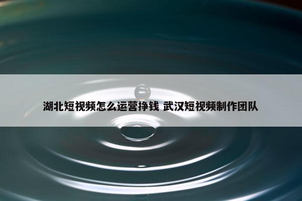 湖北短视频怎么运营挣钱 武汉短视频制作团队