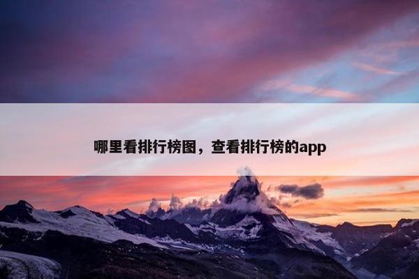 哪里看排行榜图，查看排行榜的app