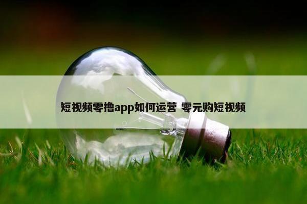 短视频零撸app如何运营 零元购短视频