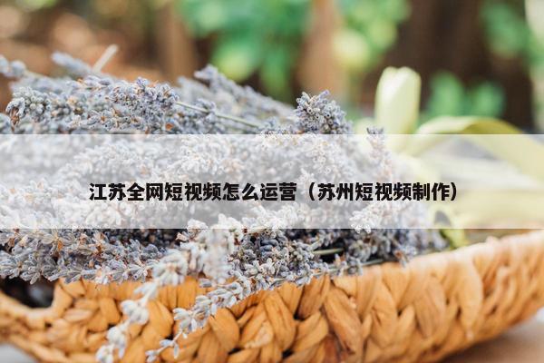 江苏全网短视频怎么运营（苏州短视频制作）