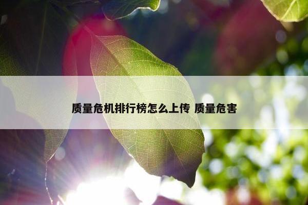 质量危机排行榜怎么上传 质量危害