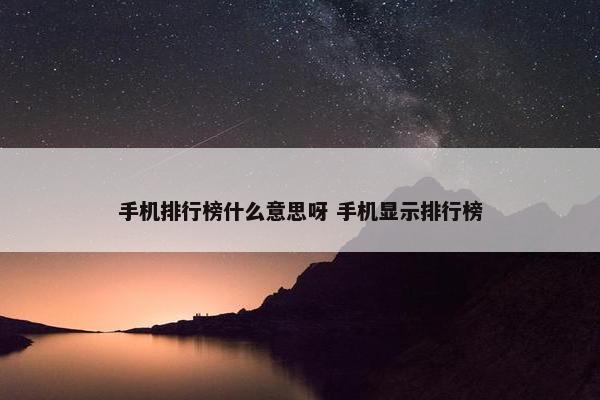 手机排行榜什么意思呀 手机显示排行榜