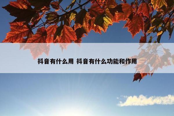 抖音有什么用 抖音有什么功能和作用