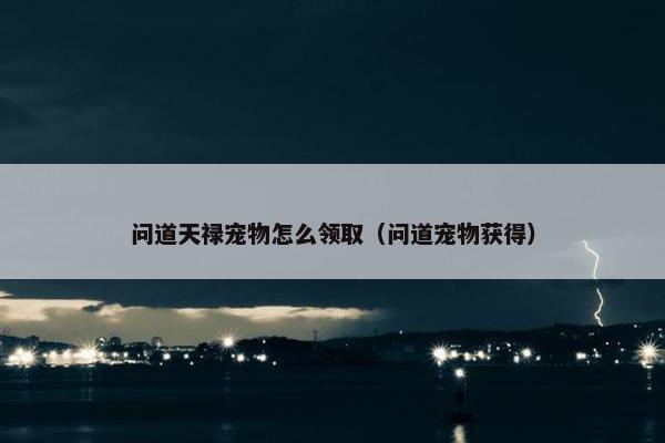 问道天禄宠物怎么领取（问道宠物获得）