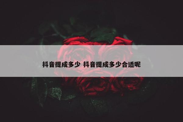 抖音提成多少 抖音提成多少合适呢