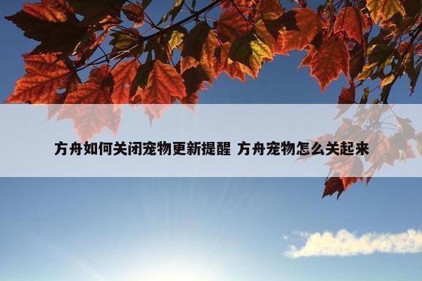 方舟如何关闭宠物更新提醒 方舟宠物怎么关起来