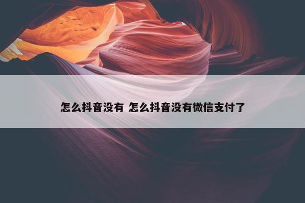 怎么抖音没有 怎么抖音没有微信支付了