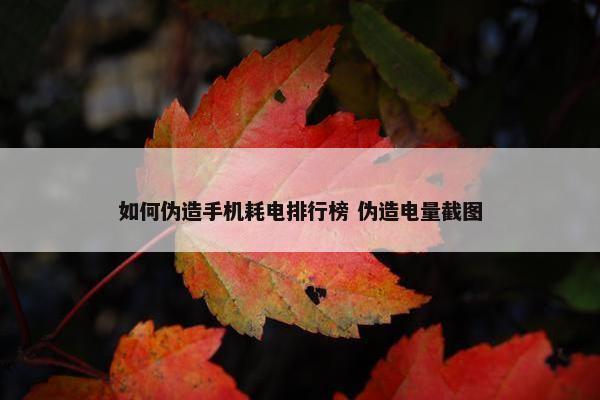 如何伪造手机耗电排行榜 伪造电量截图