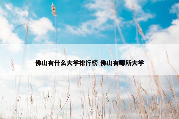 佛山有什么大学排行榜 佛山有哪所大学