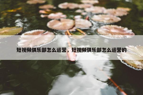 短视频俱乐部怎么运营，短视频俱乐部怎么运营的