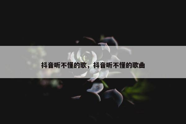 抖音听不懂的歌，抖音听不懂的歌曲