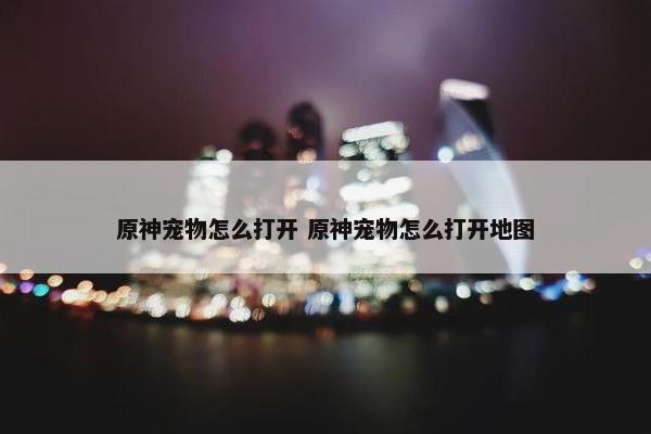 原神宠物怎么打开 原神宠物怎么打开地图