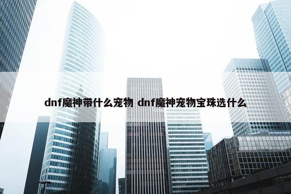 dnf魔神带什么宠物 dnf魔神宠物宝珠选什么