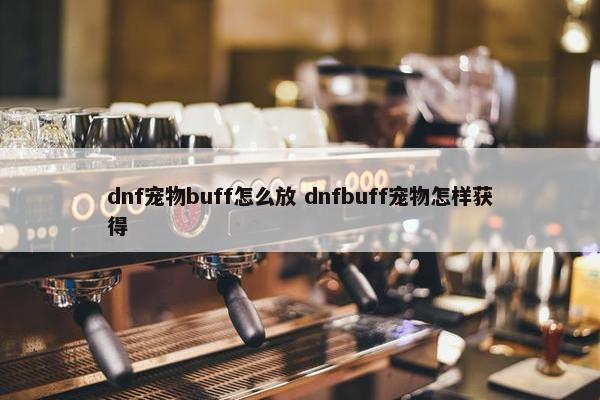 dnf宠物buff怎么放 dnfbuff宠物怎样获得