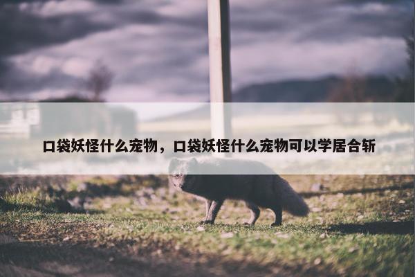 口袋妖怪什么宠物，口袋妖怪什么宠物可以学居合斩