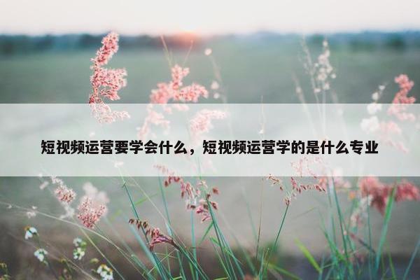 短视频运营要学会什么，短视频运营学的是什么专业